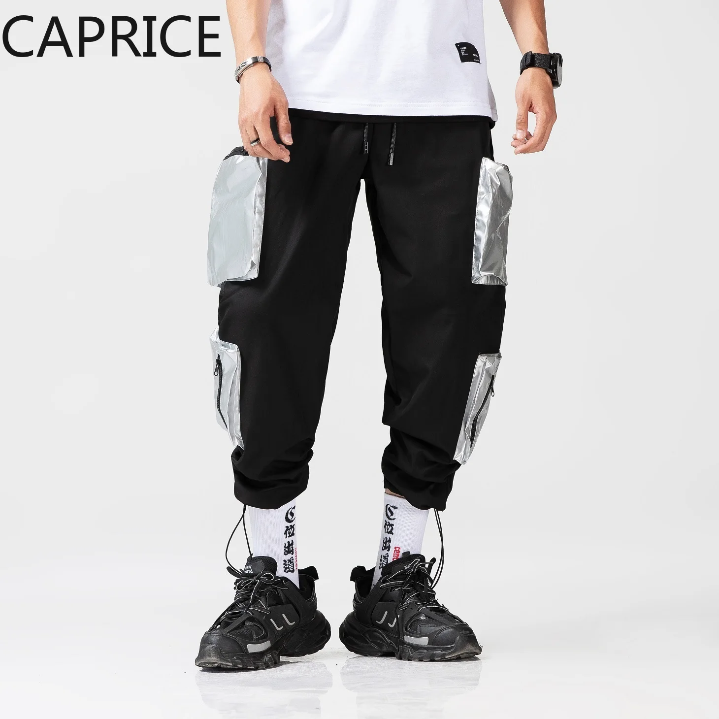 

Silver pocket Men Streetwear Cargo Pants Clothing 2019 Man Color Block Harem Pants Male Hip Hop Spring Joggers Pants Sweatpants