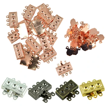 

Pack of 100pcs Brass Metal 3 Strand Box Clasps Hooks for Necklace Bracelet DIY Jewelry Findings