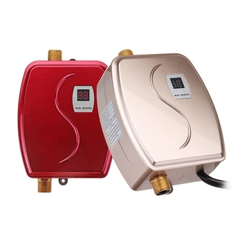 

3800W Mini Electric Water Heater Instant Heating LED Display Electric Hot Water Heater Leakage Protection Kitchen EU Plug Red