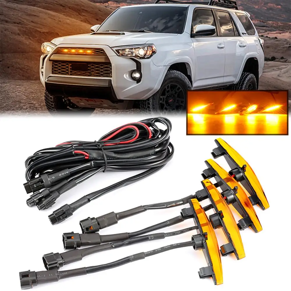 4 шт яркий Янтарный передний гриль фары светодиодный набор ламп для Toyota 4runner 2014-2019