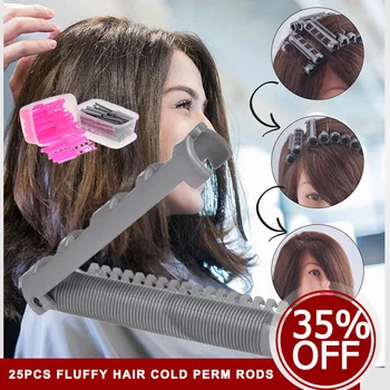 

25pcs/box Fluffy Hair Cold Perm Rods Magic Air Bang Styling Bars Hair Rollers Morgan Perm Curling Curler Clips Tool Set