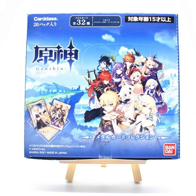 Game Genshin Impact Bandai Metal Card Collection Original Box Blind Box Diluc Klee Keqing 40 Pcs Collector's Edition Lucky Boxs 20 bags 40pcs Cards