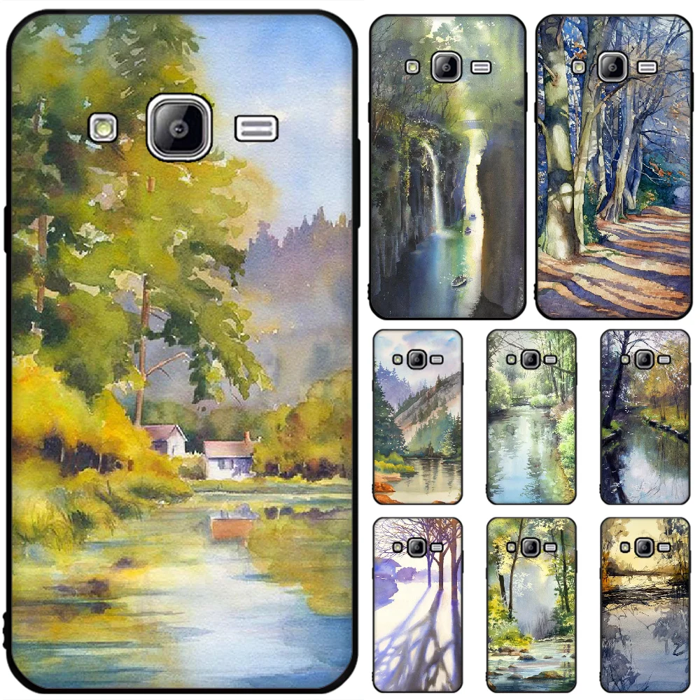 

OFFeier Watercolor woods Black TPU Soft Rubber Phone Cover For Samsung J6 Prime 7 Plus Peime J7 Neo J8 J6Plus J7 Duo 2018 2019