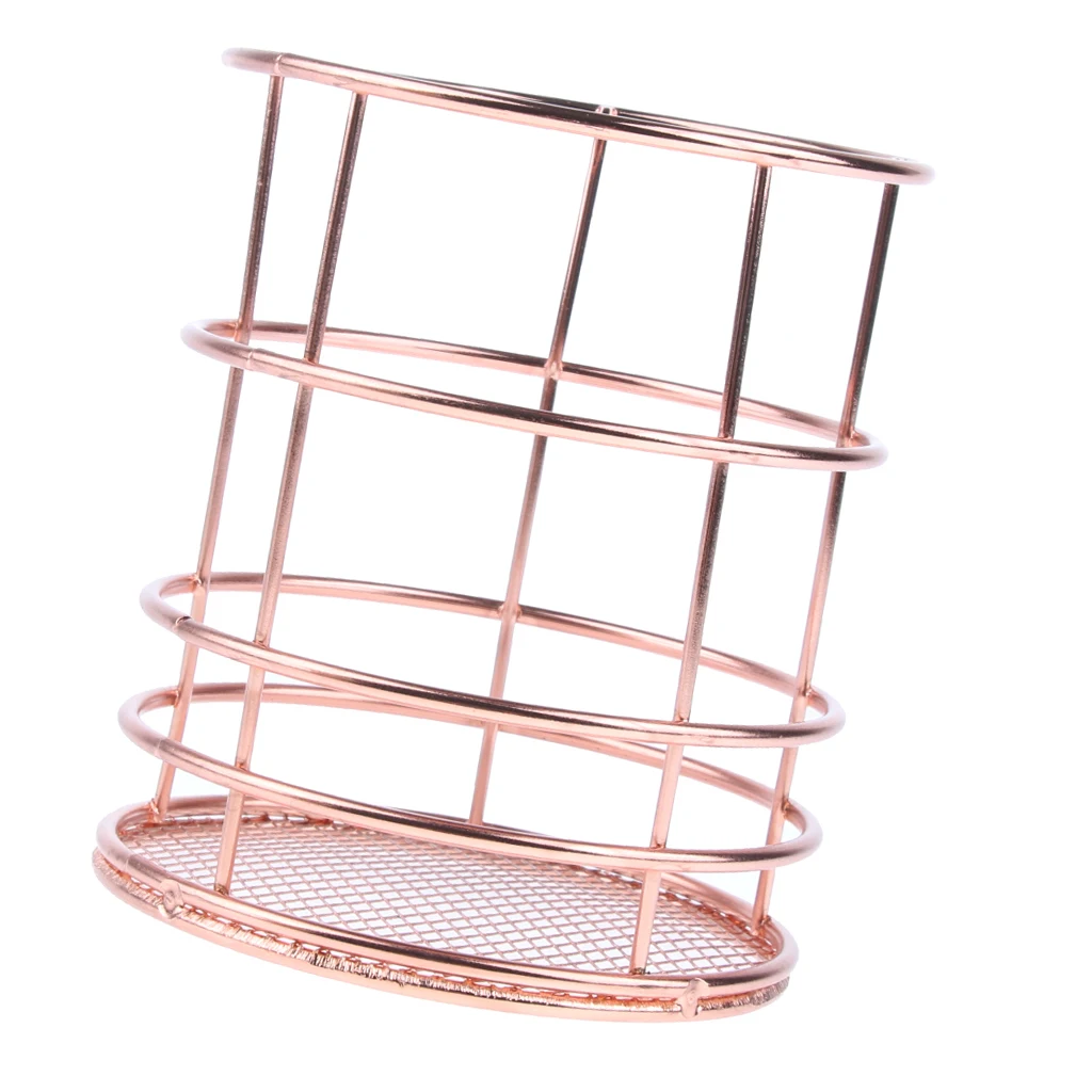 Elegant Rose Gold Wire Mesh Pen Pot Pencil Holder / Metal Makeup Brush Holder / Multifunctional