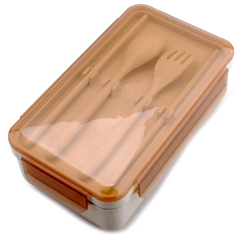

960Ml Portable Healthy Material Lunch Box Wheat Straw Bento Boxes Microwave Dinnerware Food Storage Container Foodbox