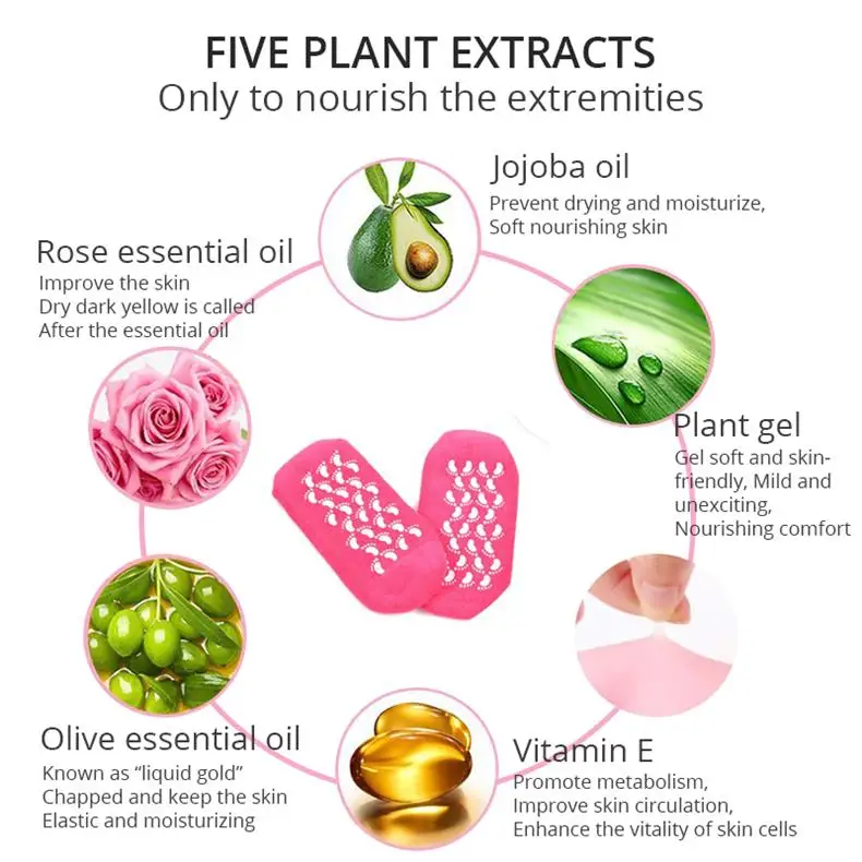 Гелевые спа-носки увлажняющие носки для ремонта и смягчения сухой для ступней с трещинами кожи с подкладкой эфирные масла и Нескользящие точки 2 шт