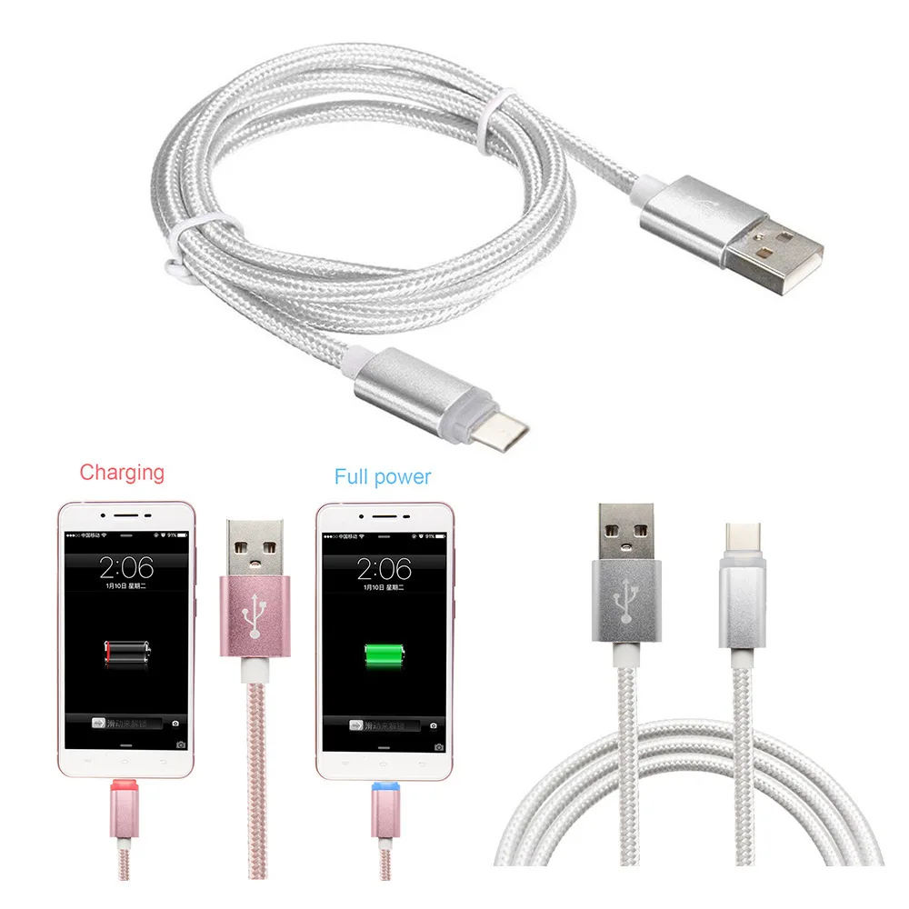 Кабель USB type C 1 м для Xiaomi Redmi Note 5 телефонный кабель для зарядки мобильный телефон Andriod Кабели Зарядное устройство Шнур данных светодиодный кабель