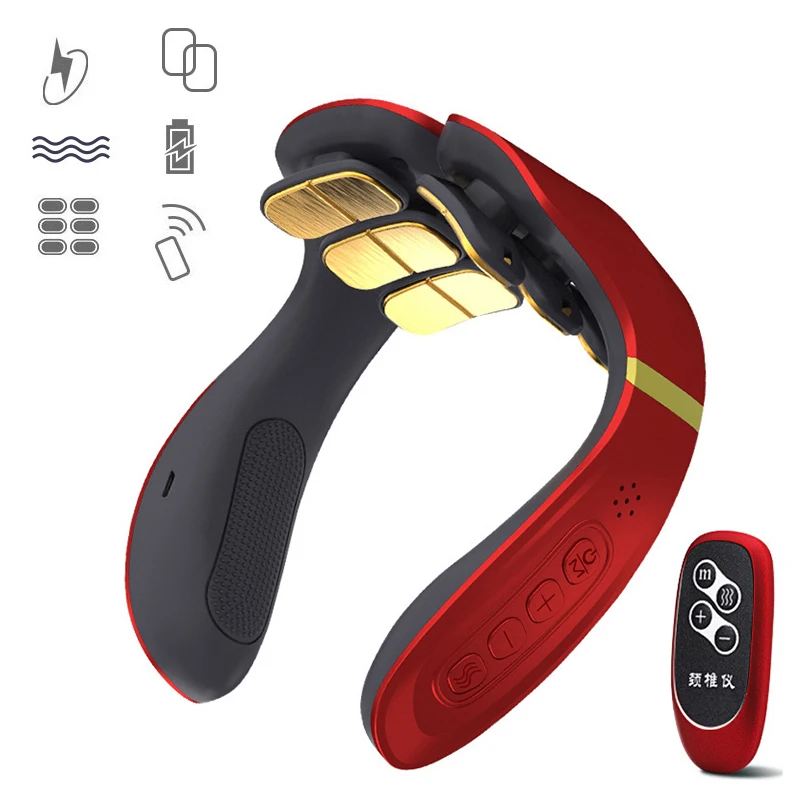 6 Head Heating Cervical massager Remote Control Neck Massager Electric Pulse Neck Shoulder Massage Instrument Relief Pain