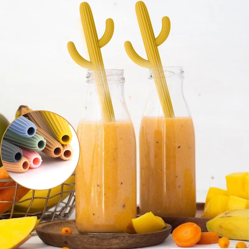  건강 Teethers 어린이를위한 Fidget 장난감 선인장 모양 밀짚 젖니가 남  를위한 씹는 장난감  액세서리