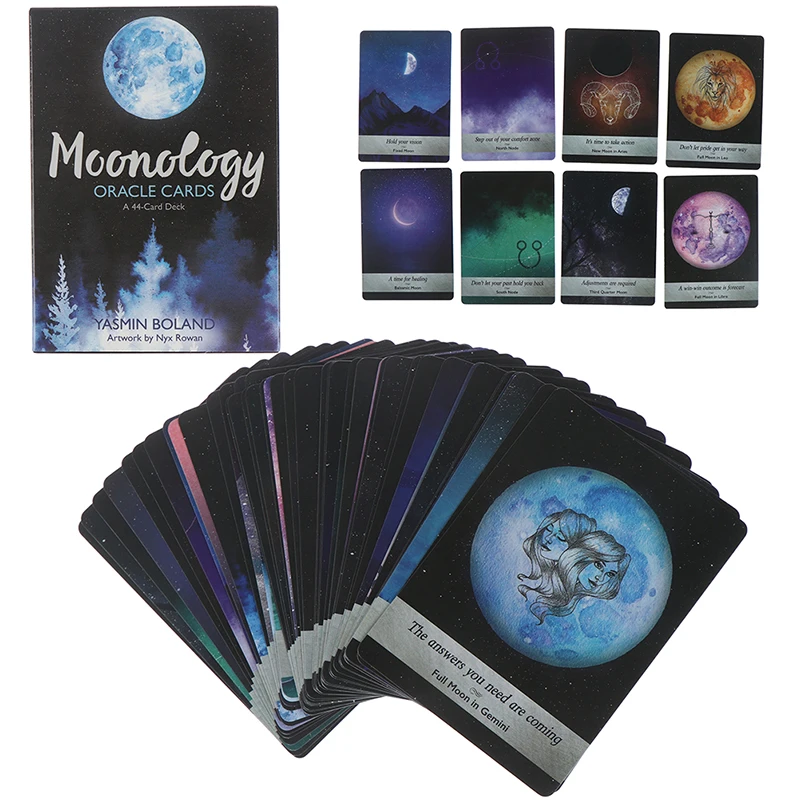 44 tarjetas de lectura de The Mythic Fate adivinación para juegos de La Fortuna Moonology Oracle Cards Tarot guía en inglés baraja de cartas