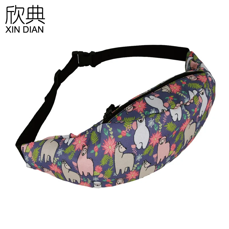 

2019 Hot Sale Money Amazon's Cross-border New Alpaca Printed Ladies Outdoor Sports Wallet, Mobile Phone Bag, Fitness Travel Bag