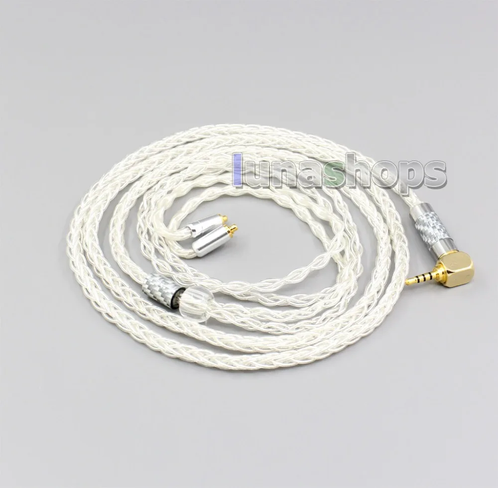 LN006247 8 ядер 99.99% чисто Серебристые наушники кабель для Shure se535 se846 MMCX AKG N5005 N40 N30 пользовательские арматура в ухо на заказ