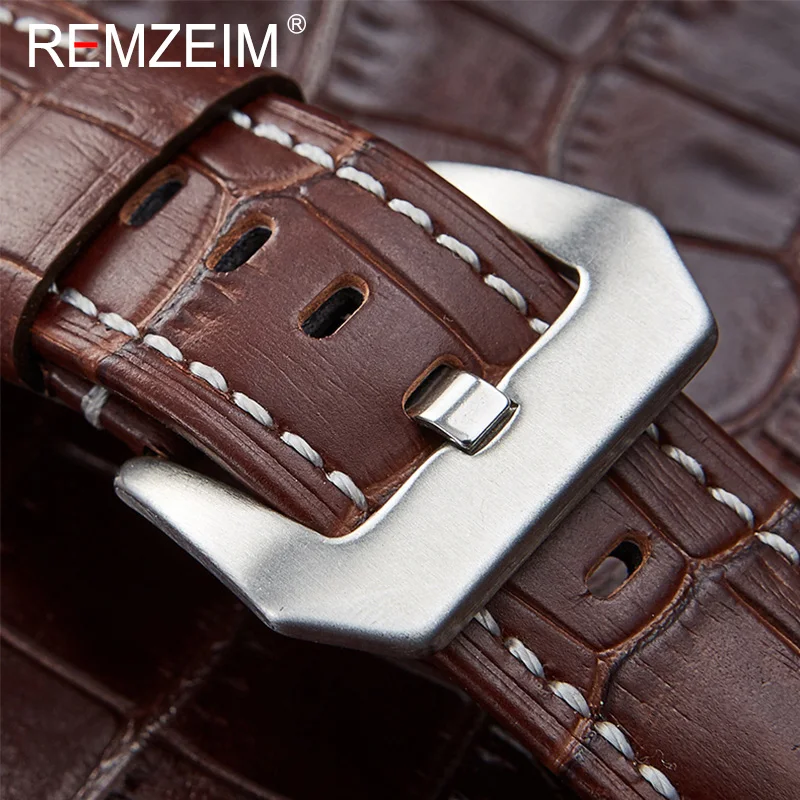 Premium Genuine Leather Watch Band Strap in Blue with Solid Metal Buckle