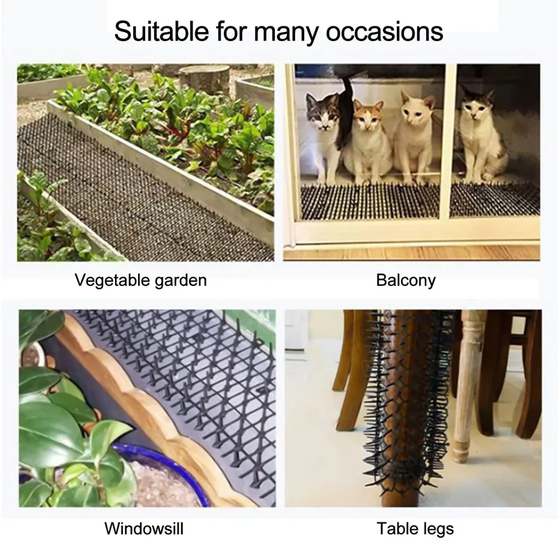 12pcs/set Garden Prickle Strip Dig Stop Cat Repellent Deterrent Mat Spike Portable Anti-Cat Dog Outdoor Garden Supplies