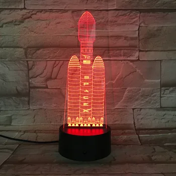 

SpaceX Space Launch Vehicle Falcon The Spaceship 3D Lamp Dropship Battery Powered Fast Delivery Led Night Light Lamp 3D Illusion