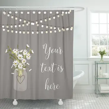

Light Daisy Mason Jar Flower Wedding Garden Party Bulb Shower Curtain Waterproof Polyester Fabric 72 x 72 Inches with Hooks