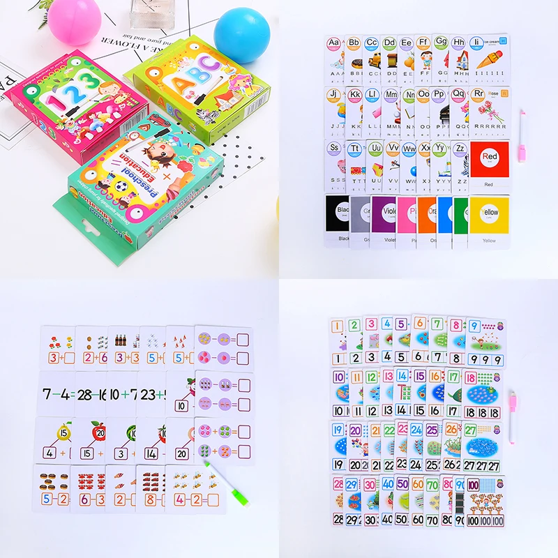 3 шт. Детские флеш карты с английской стираемой ручкой|Развитие письменных