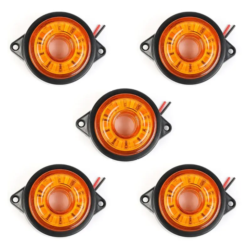 5 шт. светодиоды для автомобиля круглый боковой маркер 10-30 в огни для грузовиков круглый прицеп лампа - Испускаемый цвет: Цвет: желтый