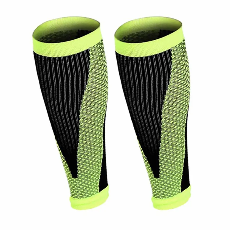 1 Pair Sports Safety Running Cycling Compression Sleeves Calf Leg Shin Splints Breathable Legwarmmers Sports Protection - Цвет: Зеленый