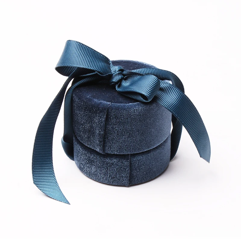 TA MINGREN Classic Velvet Circle Ribbon Gift  PU Leather Round Packaging Gift Box For Jewelry Round Leather Box