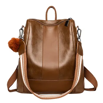 

Women Backpack School Fashion Women's Outdoor Simple Leathe Zipper Contrast Color Backpack Travel Bag сумка женская#1025