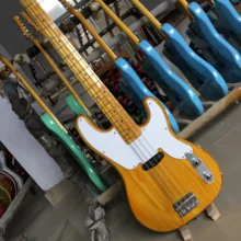 Желтые высокие четкие басы гитарные струны с Al деревянным корпусом, белая накладка, настраиваемые