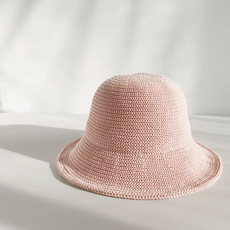Flat knitted Pink Harajuku зима корейский стиль твердая Женская Солнцезащитная шляпа вязанная шляпа художественная пляжная кепка уличная Дамская Шляпка Солнцезащитная дышащая - Цвет: Flat knitted Pink