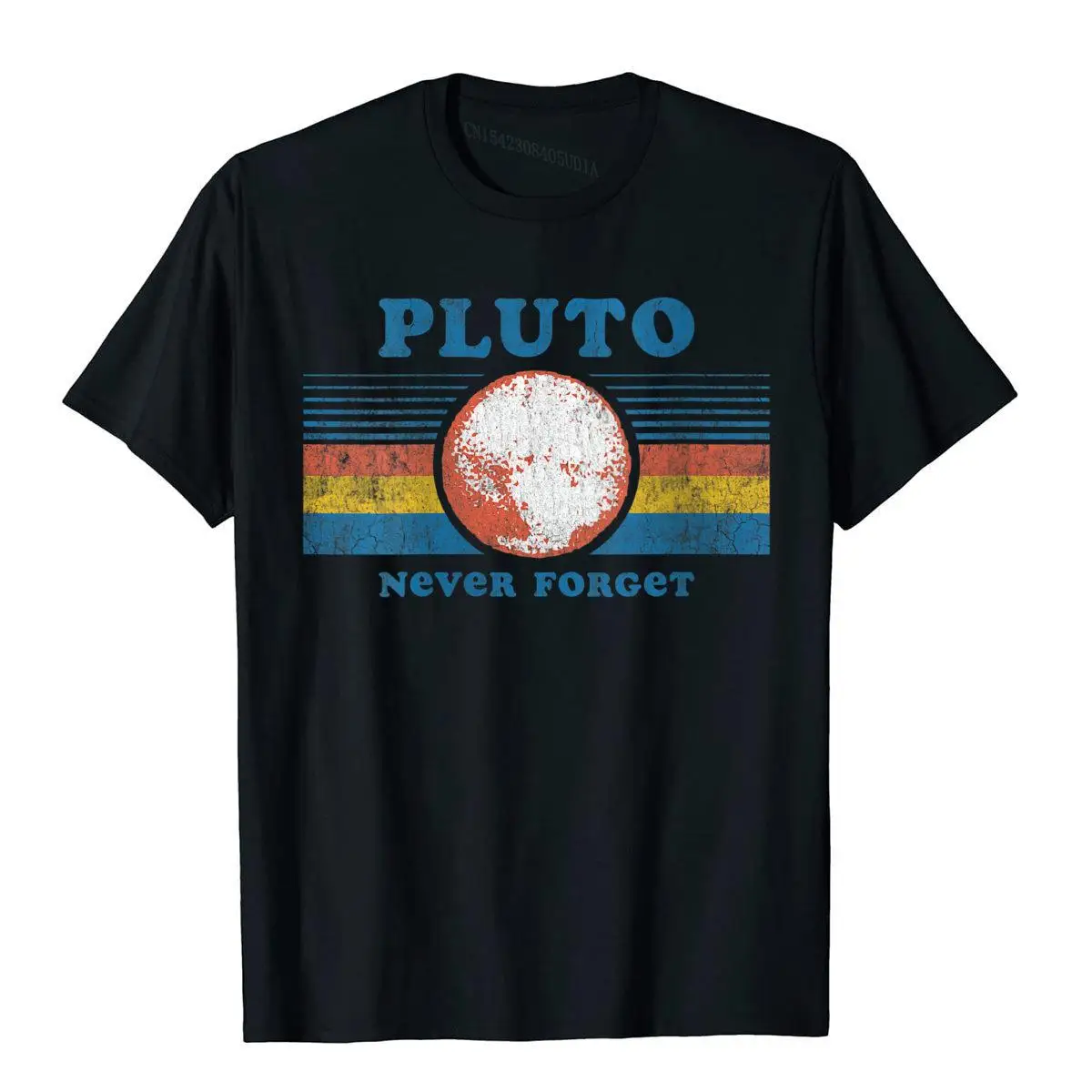 Womens Vintage Never Forget Pluto Funny Space Graphic V-Neck T-Shirt__B9838black