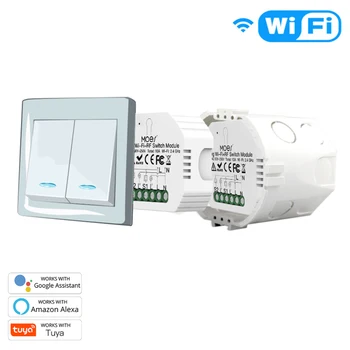 

New WiFi+Bluetooth Smart Switch 2Gang 2Way Smart Home Automation Module Tuya App Timing Switch Work With Alexa Google Home