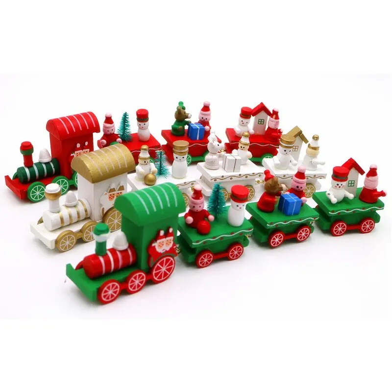 

1PC Christmas Gift Red Train Wooden Handicraft Articles Christmas christmas decorations for Home New Year Gifts Supplies