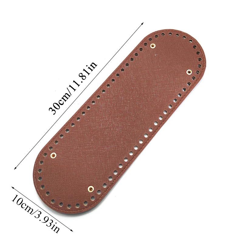 1PC Oval Long Bottom for Knitted Bag PU leather Bag Accessories Handmade Bottom With 64 holes DIY Crochet Bag Bottom