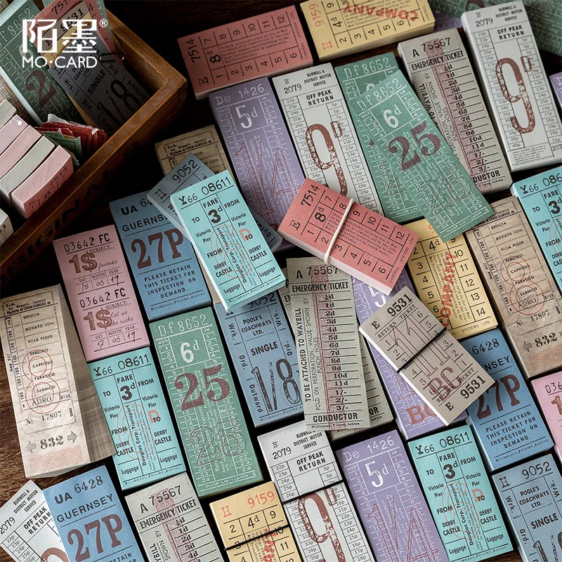 

100pcs\\set vintage British ticket Colorful retro DIY planner can write note ticket stationery notebook Message strip
