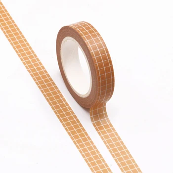

1PC 10MM*10M Yellow Brown Grid Washi Tape Wide Sticky Adhesive Tape Scrapbooking Album DIY Decorative Paper Tape