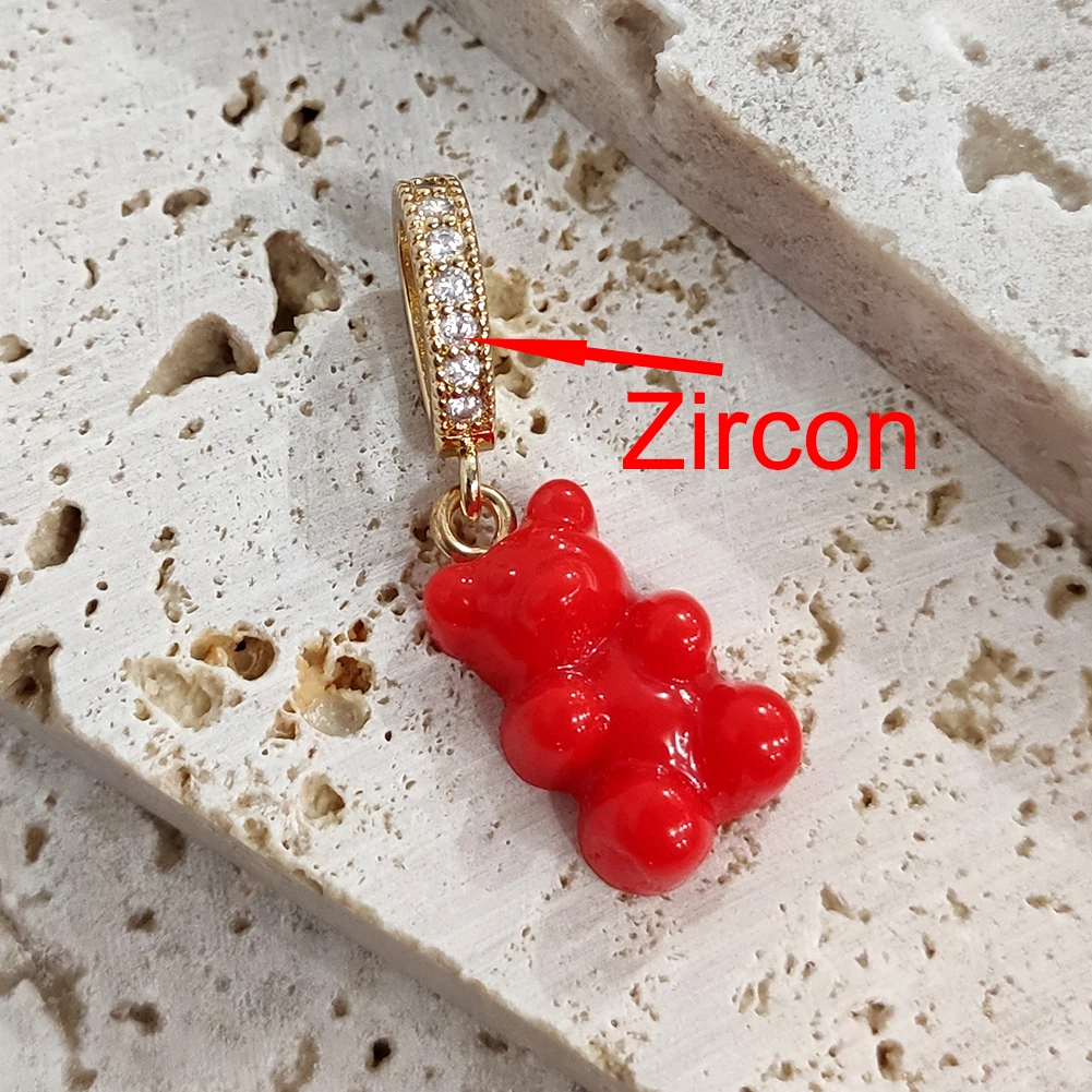 2021 Candy Color Gummy Bear Resin Pendant Necklace for Women Simple Golden Metal Chain Necklace Female Fashion Jewelry Gifts 