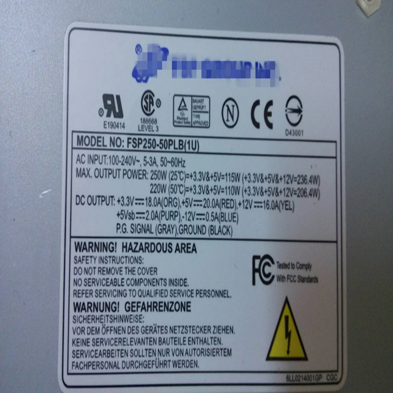 Блок питания для FSP250W активный PFC Standard1U Питание FSP250-50PLB FSP350-601U SS-250U1