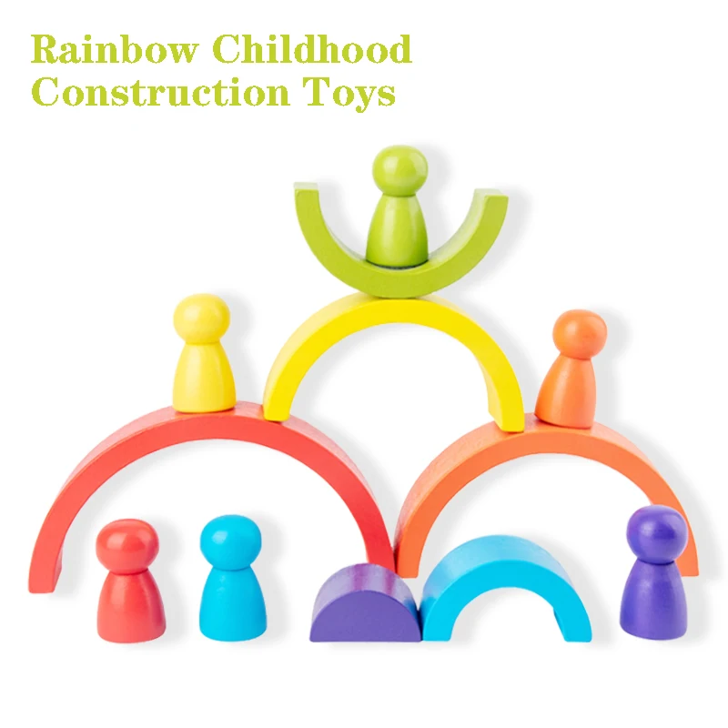

Children's Intelligence early Education Color Cognition Building Blocks Boys girls Rainbow Blocks Toys Baby Stacker Wooden Toys
