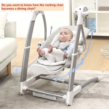 

multifunctional Child dining chair 2 in 1 baby rocking chair electric baby artifact baby rocking blue chair child dining chair