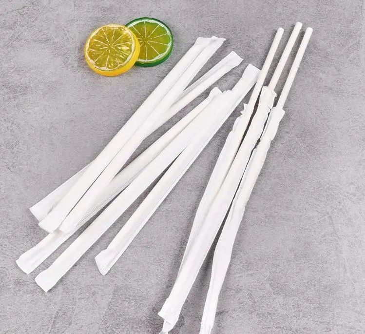 Individually Paper Wrapped Paper Straws Solid Plain White Black Brown Party Drinking Restaurant Coffee Bar Straw SN2052