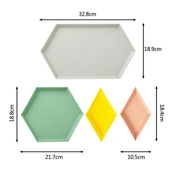 

4PCS/Set Innovative Color Geometric Storage Tray Removable Fruit Plastic Combination Desktop Storage Tray Detachable Fruit Plate