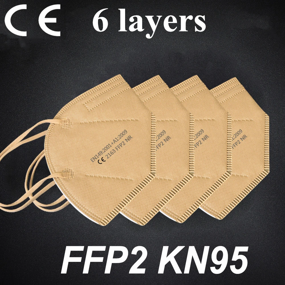 10-100 шт. хаки Mascarilla обновление 6-слойное бальное платье из FFP2 KN95 уход за кожей лица