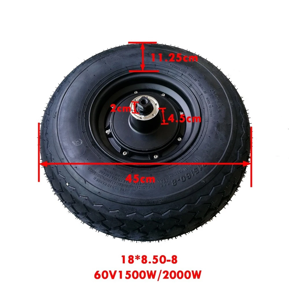 60V 1500W 2000W 18 дюймов расширить мотор для центрального движения Электрический самокат комплекта мотор с толстыми покрышками 18*8,50-8 переднее колесо