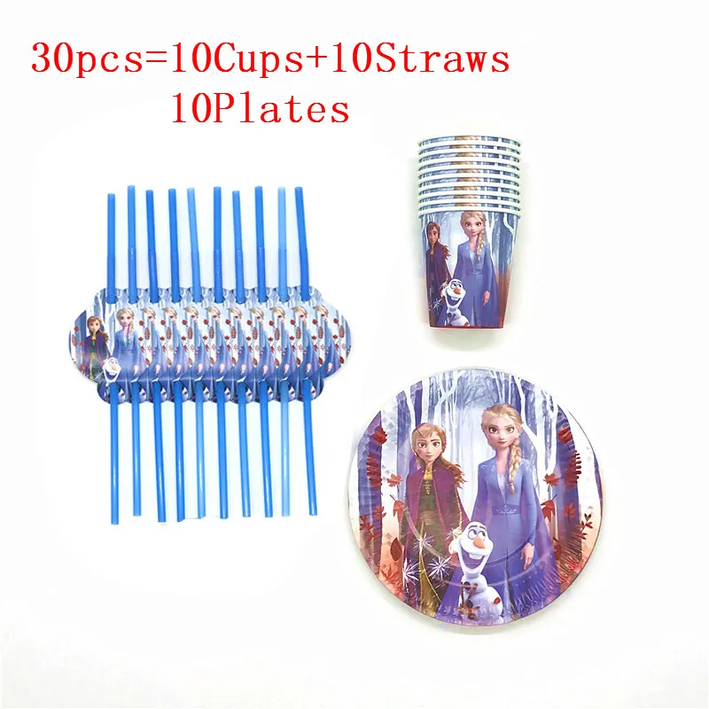 BeiPanXi-30PCS 41 шт. Дисней, новинка, Холодное сердце, 2, Анна, Эльза, принцесса, на день рождения, принадлежности, скатерть, чашки, тарелки для детей, подарок для ребенка, на день рождения - Цвет: BeiPanXi-30PCS
