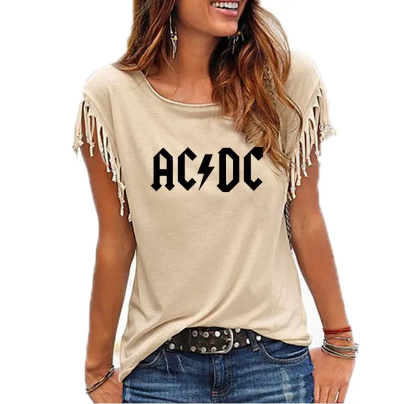 ACDC Women's Printed T-Shirt Graphic Tshirts Hip Hop Rap Music Short Sleeve Tops Tee Shirt - Цвет: 1