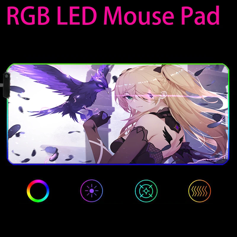 RGB Gaming Mouse Pad Mousepad Large Cool Mause Pad Keyboard Desk Carpet Game Rubber No-slip LED Mouse Mat Gamer Genshin Impact