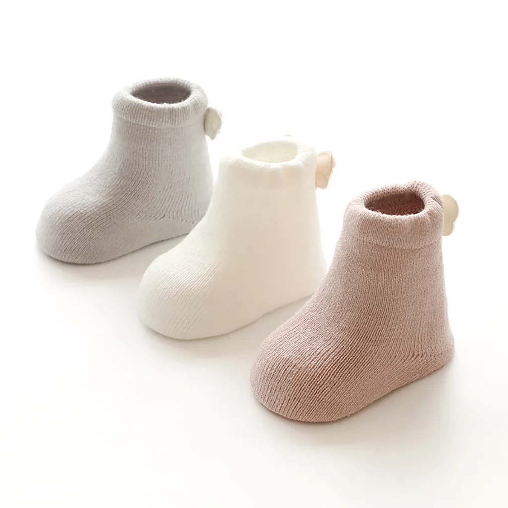 Детские носки для малышей Зимние теплые носки-тапочки для маленьких мальчиков и девочек, 3 пары нескользящие носки для малышей