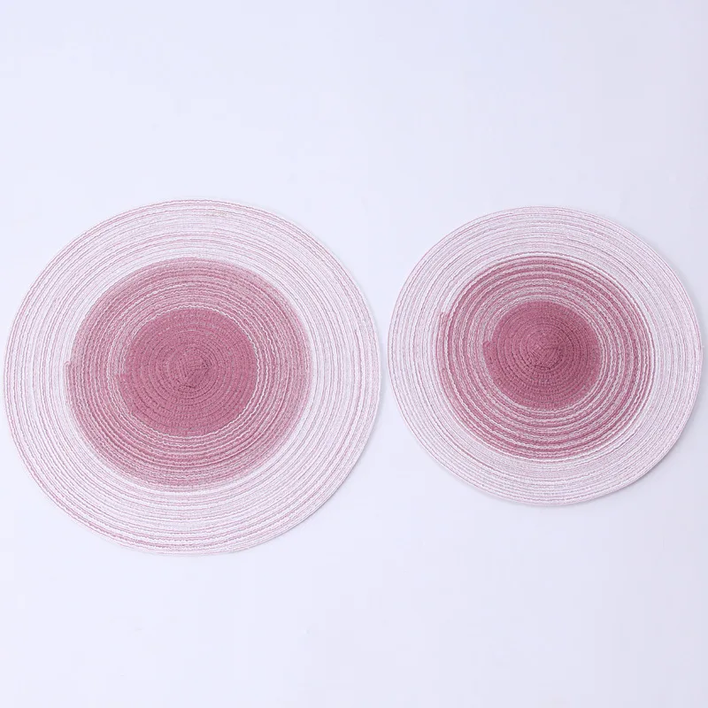 Скандинавские круглые Тканые Салфетки Из хлопчатобумажной пряжи градиентные коврики для обеденного стола дисковые чаши термостойкие подставки под напитки для кухни - Цвет: Wine Red