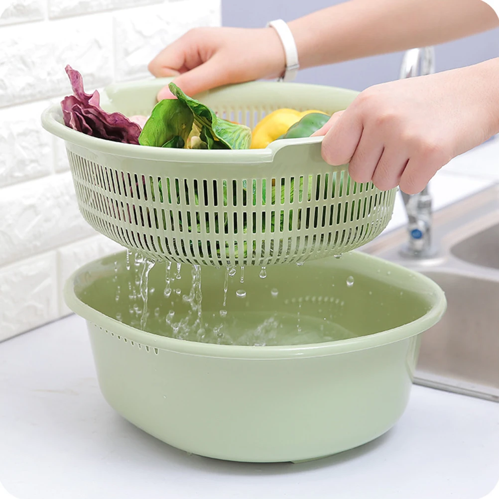 2 in 1 Kitchen Strainer Basket Detachable Non-toxic Colanders Vegetable Fruit Washing Basket Kitchen Drain Basket