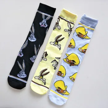 

3 pair New Fashion spring women Cartoon mouse rabbit Eagle Dog pattern couple cute sporting Cotton sock men Breathable Crew sock