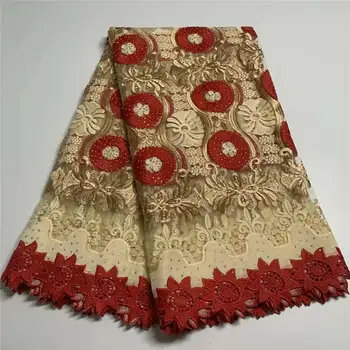 

African lace fabrics French high quality bridal stones Nigerian lace Tulle lace fabric for wearing dress yellow color jaun