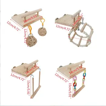 

Wooden Bird Perches Cage Toys Hamster Play Gym Stand with Wood Swing Rattan Ball N58C